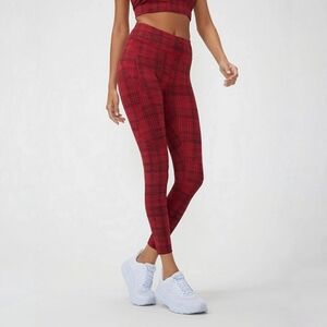 Outdoor Voices XS TechSweat Red Plaid 7/8 Length Leggings